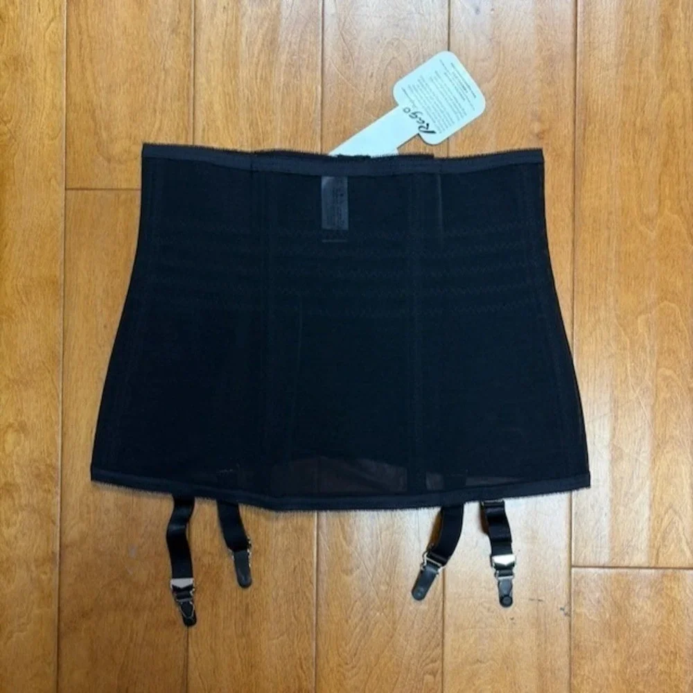 Rago Waist Cincher Garter Belt 2X/34 Black Lace NWT Shapewear USA Style 21